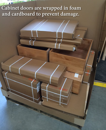 doors and drawer boxes in pallet
